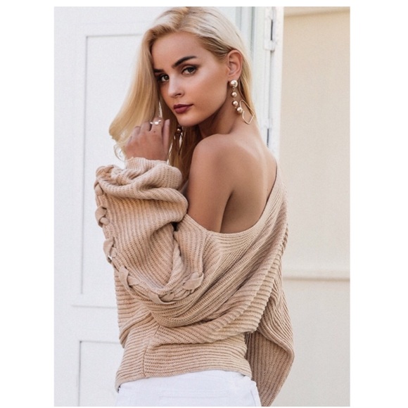 Braided Off Shoulder Sweater - Picture 2 of 6